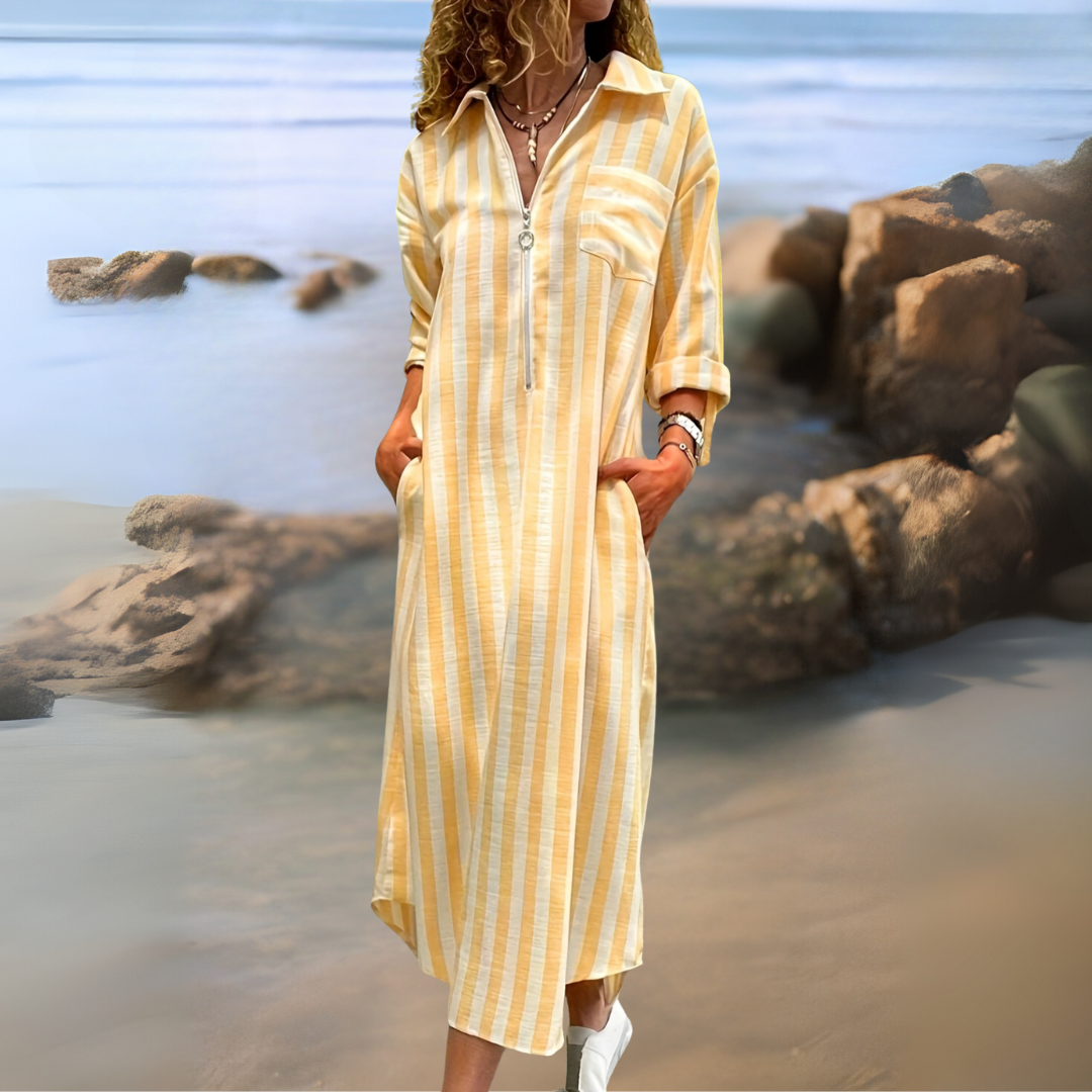 Joyce™ | Rochie elegantă cu dungi și decolteu în V