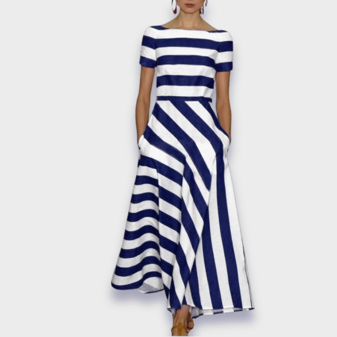 Janell | Rochie maxi cu dungi, făcută manual