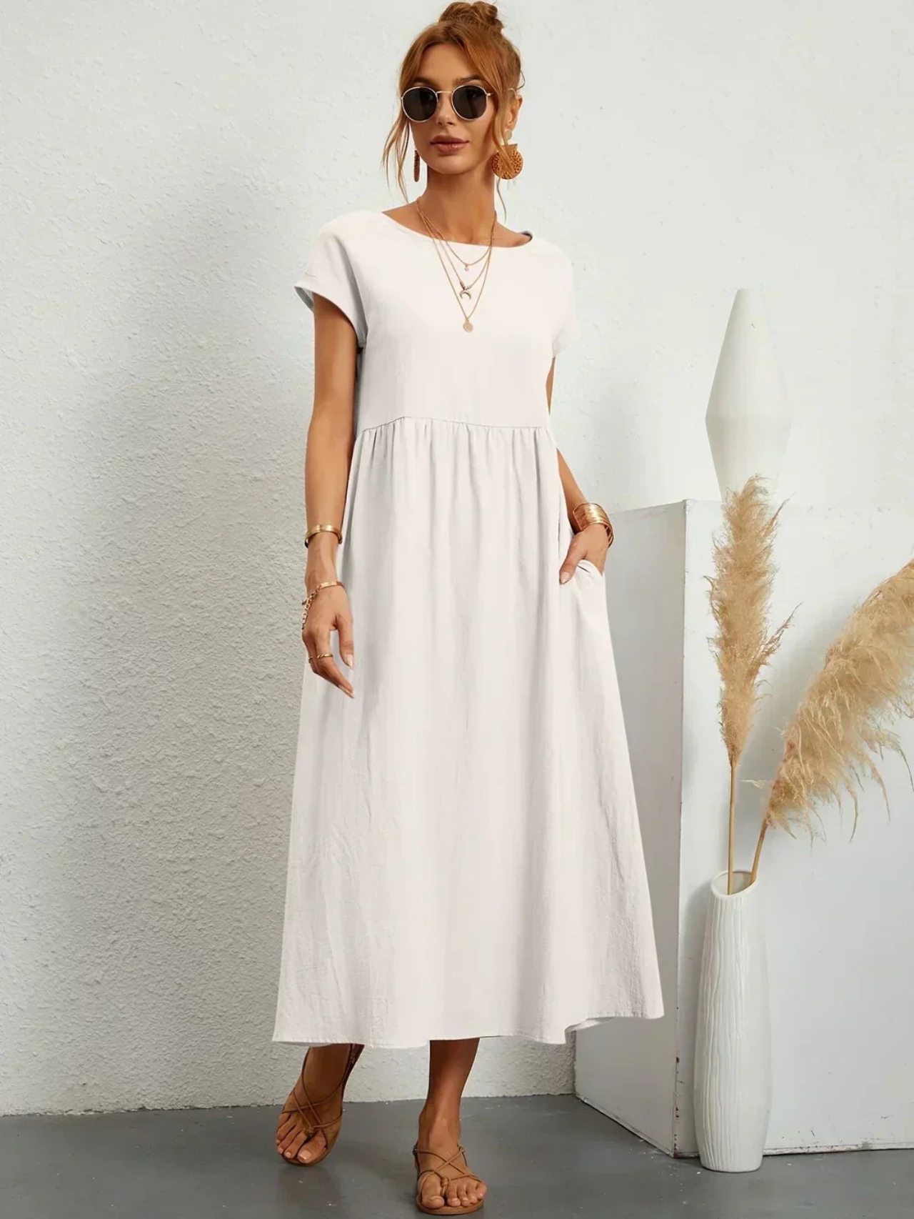 Sunly™ | Rochie elegantă cu guler rotund