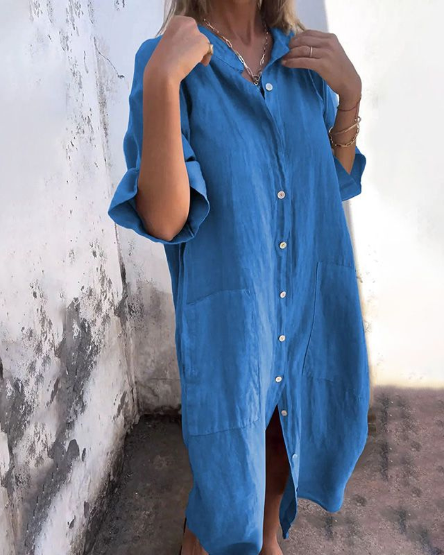 Mellie™ | Rochie cămașă casual, lungime până la gleznă