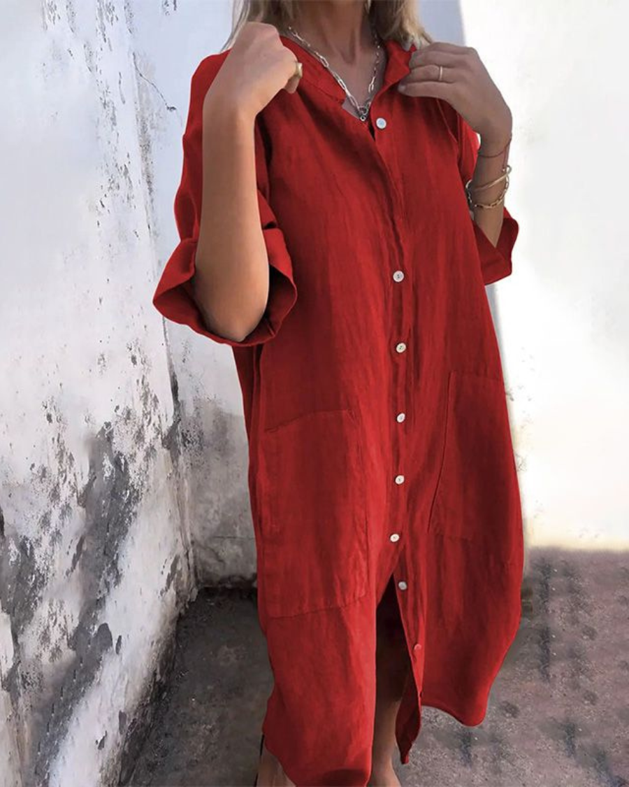 Mellie™ | Rochie cămașă casual, lungime până la gleznă