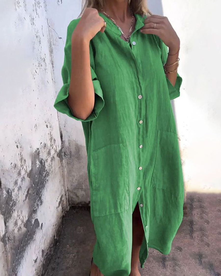 Mellie™ | Rochie cămașă casual, lungime până la gleznă
