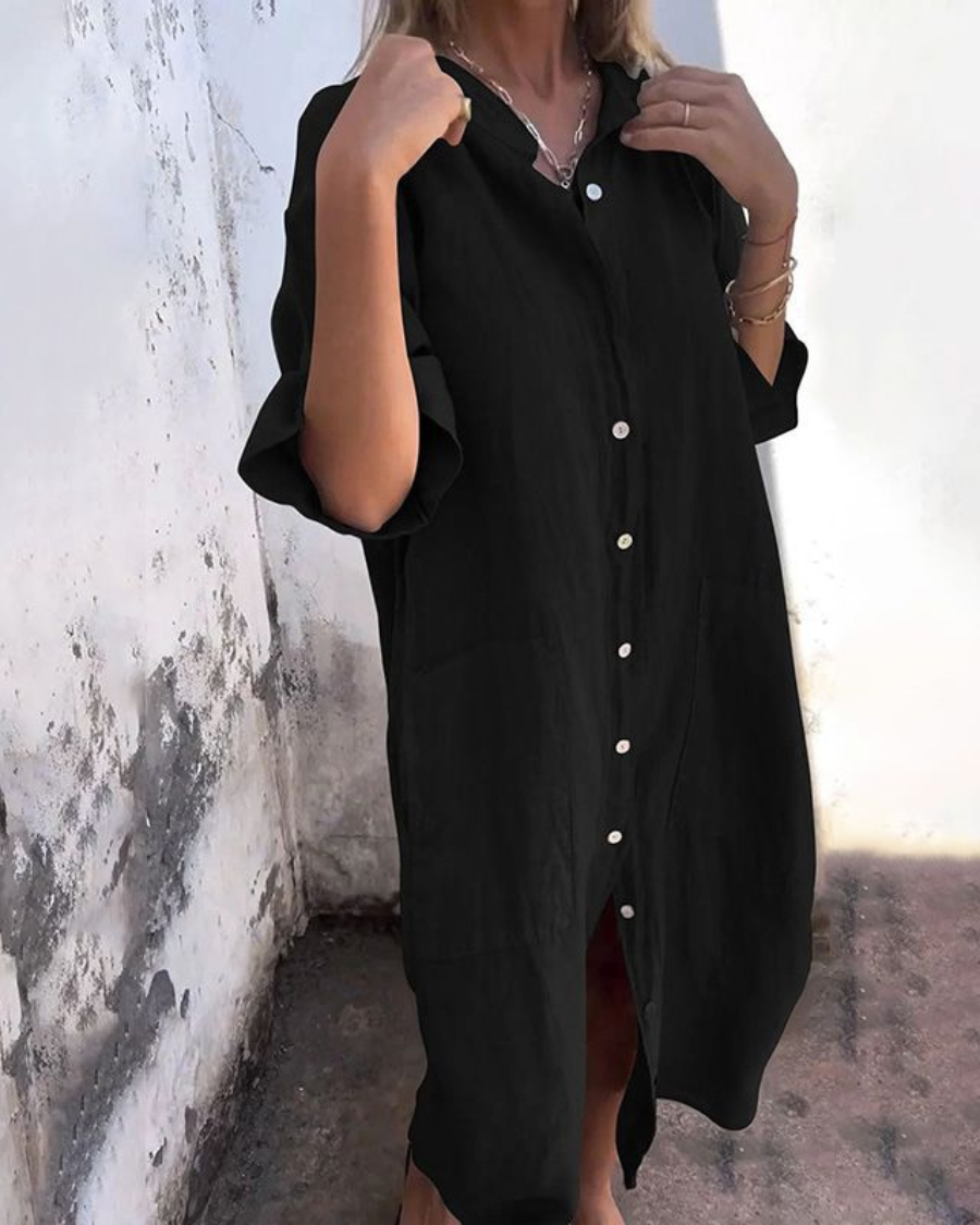 Mellie™ | Rochie cămașă casual, lungime până la gleznă