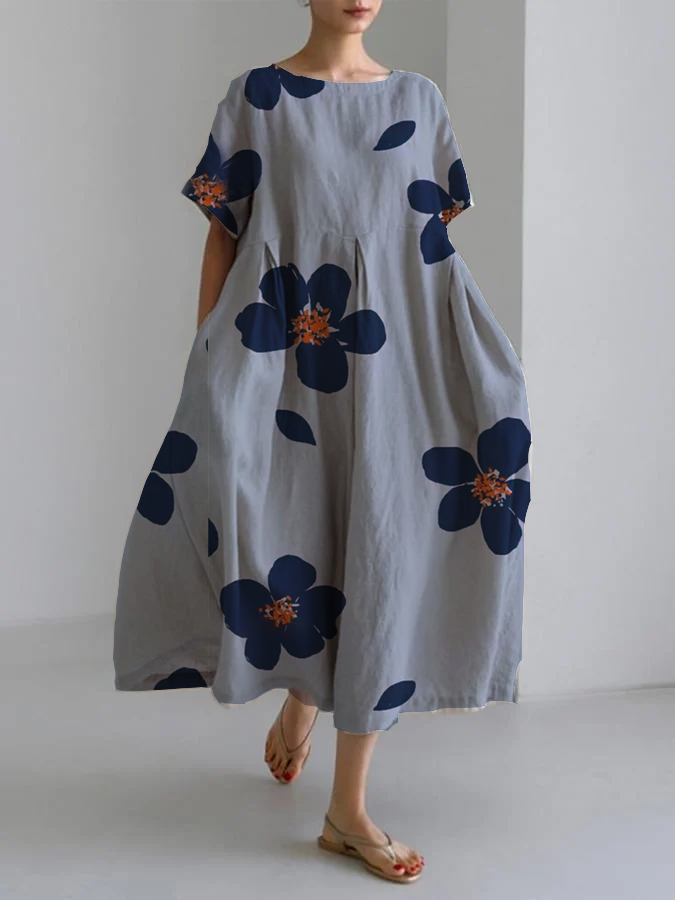 Luna | Rochie lungă florală cu croială lejeră