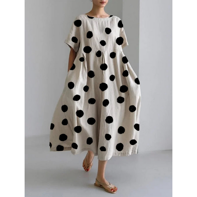 Ivy | Rochie lungă casual cu buline iconice