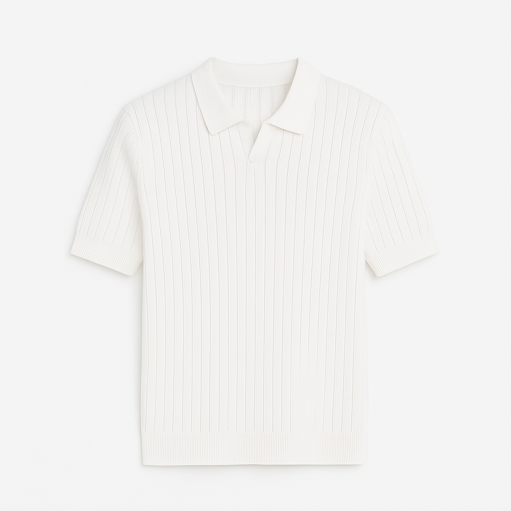 Cămașă Polo Tricotată cu Textură
