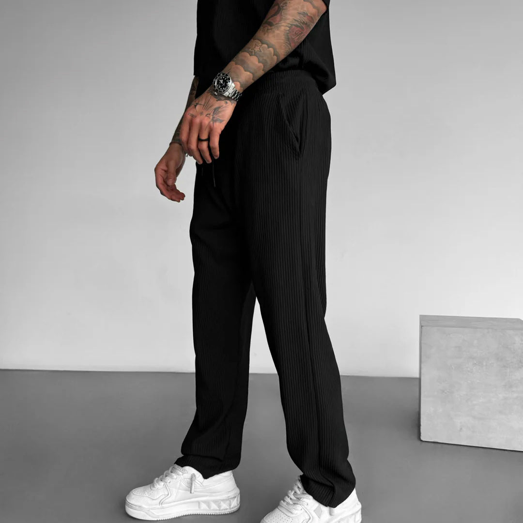 Cămașă și Pantaloni Set cu Guler Deschis și Plisat Oversize