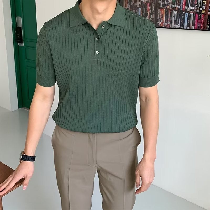 Cămașă Polo Tricotată cu Dungi