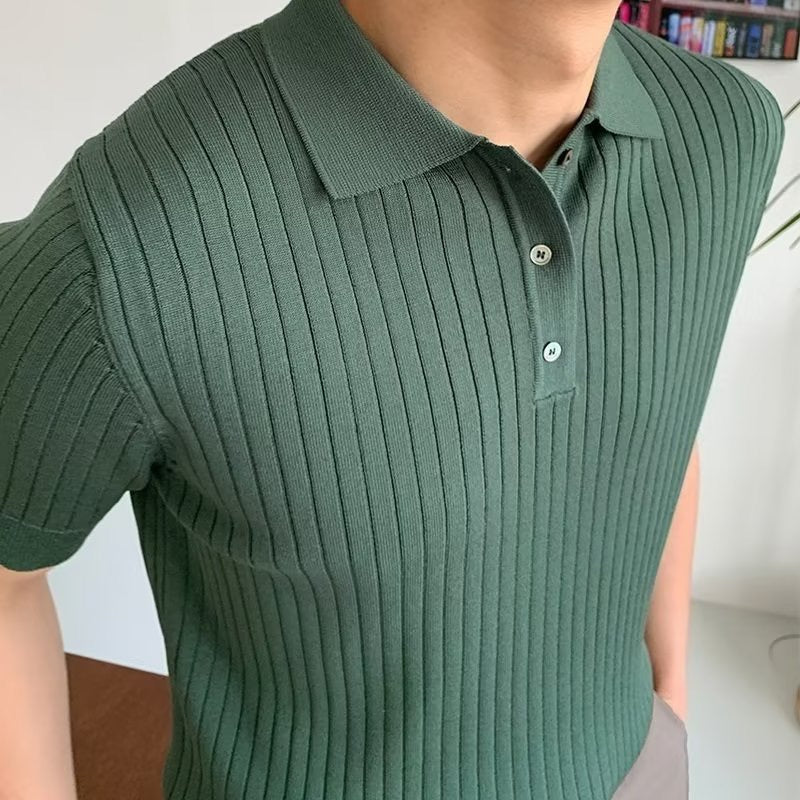 Cămașă Polo Tricotată cu Dungi