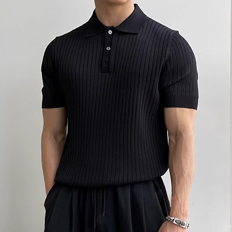 Cămașă Polo Tricotată cu Dungi