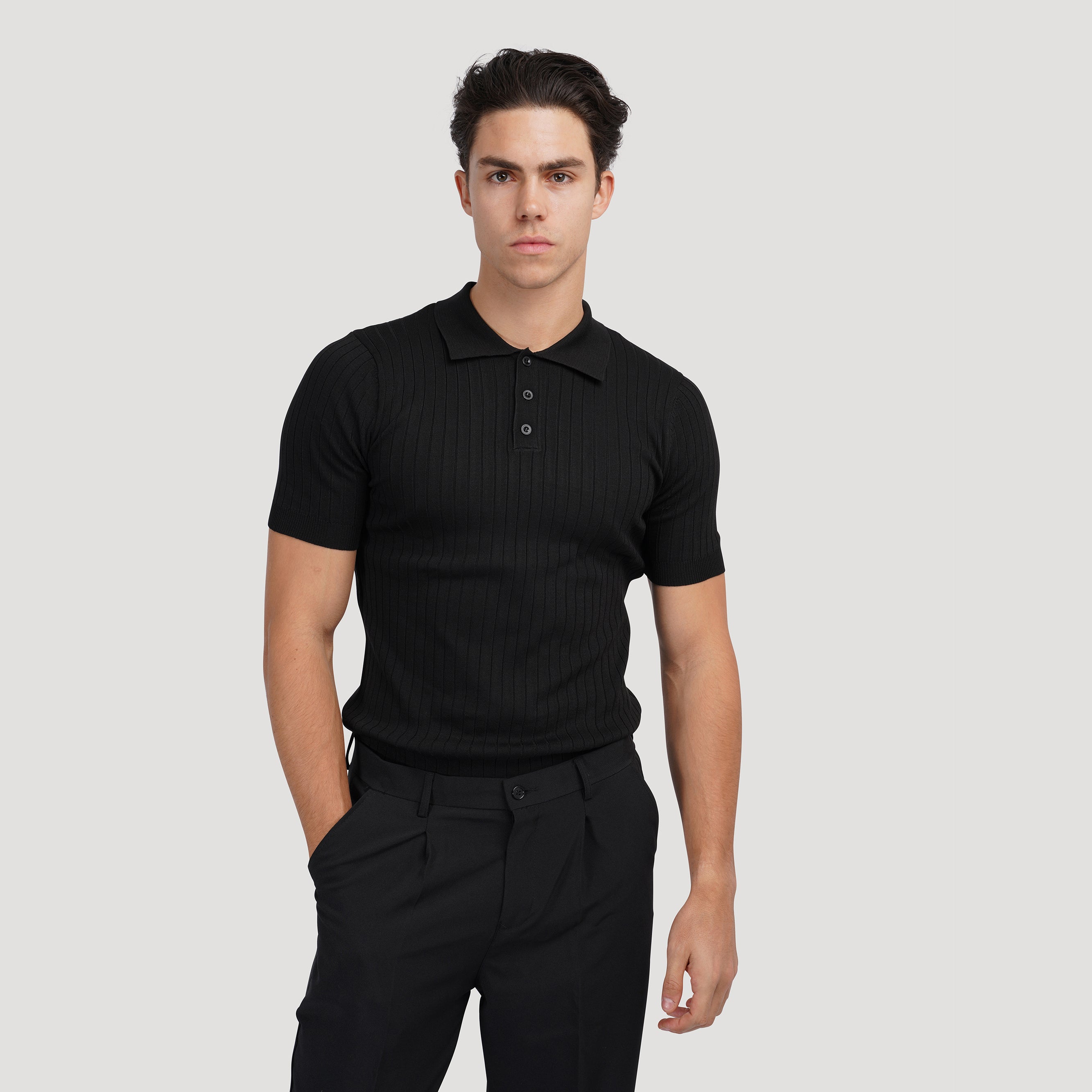 Cămașă Polo Tricotată cu Dungi