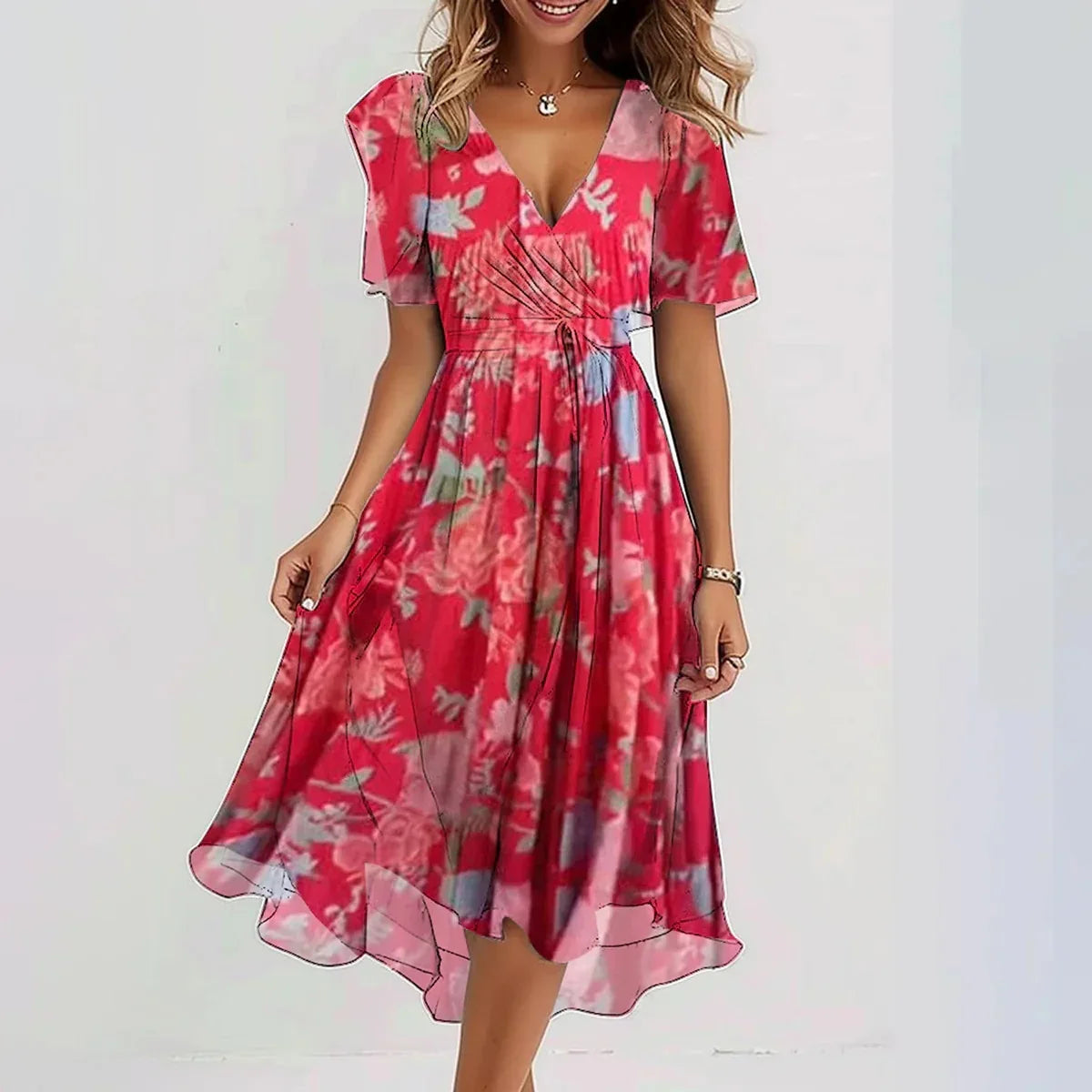 Seraya™ – Rochie elegantă și vaporoasă cu croi care acoperă burtica