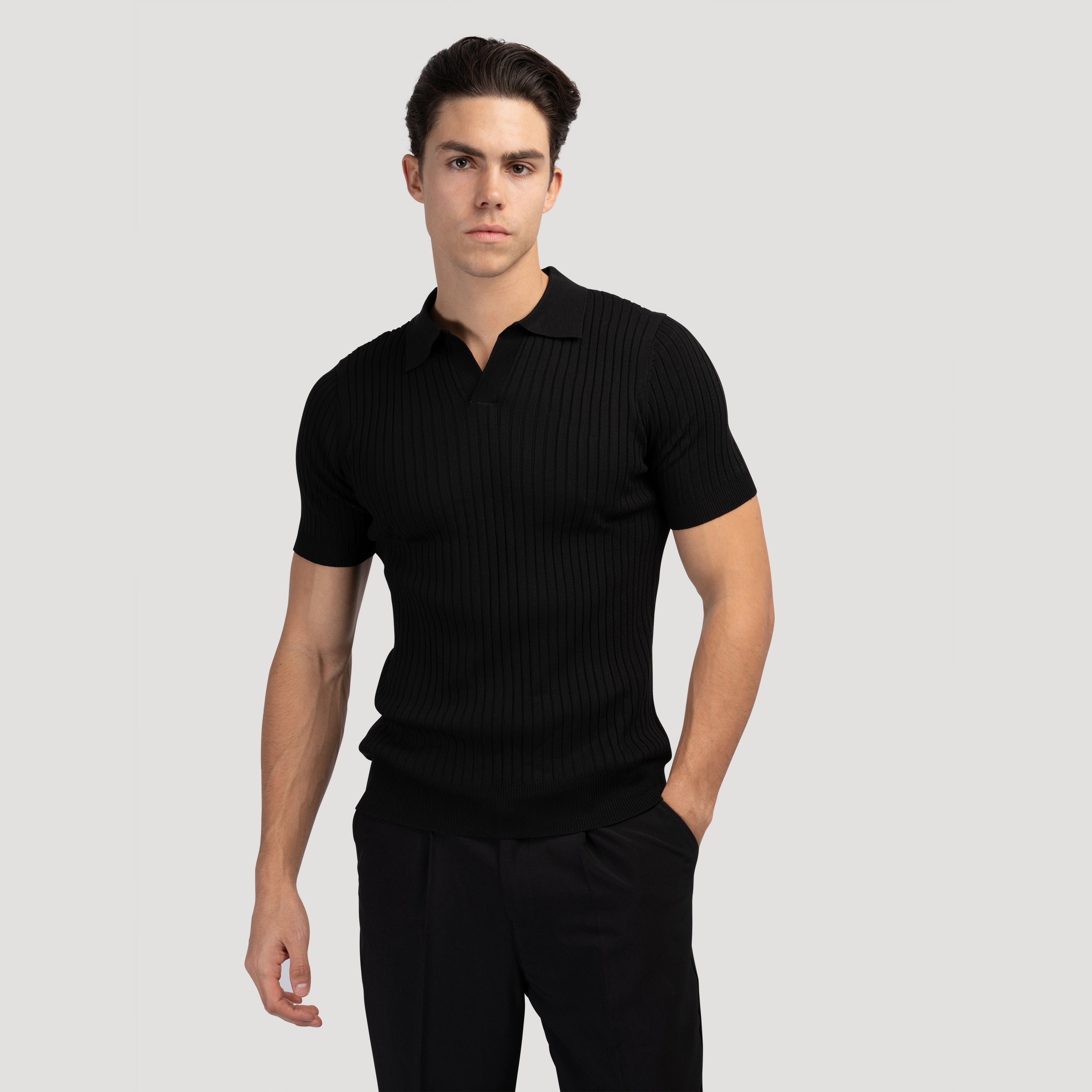 Cămașă Polo Tricotată cu Textură