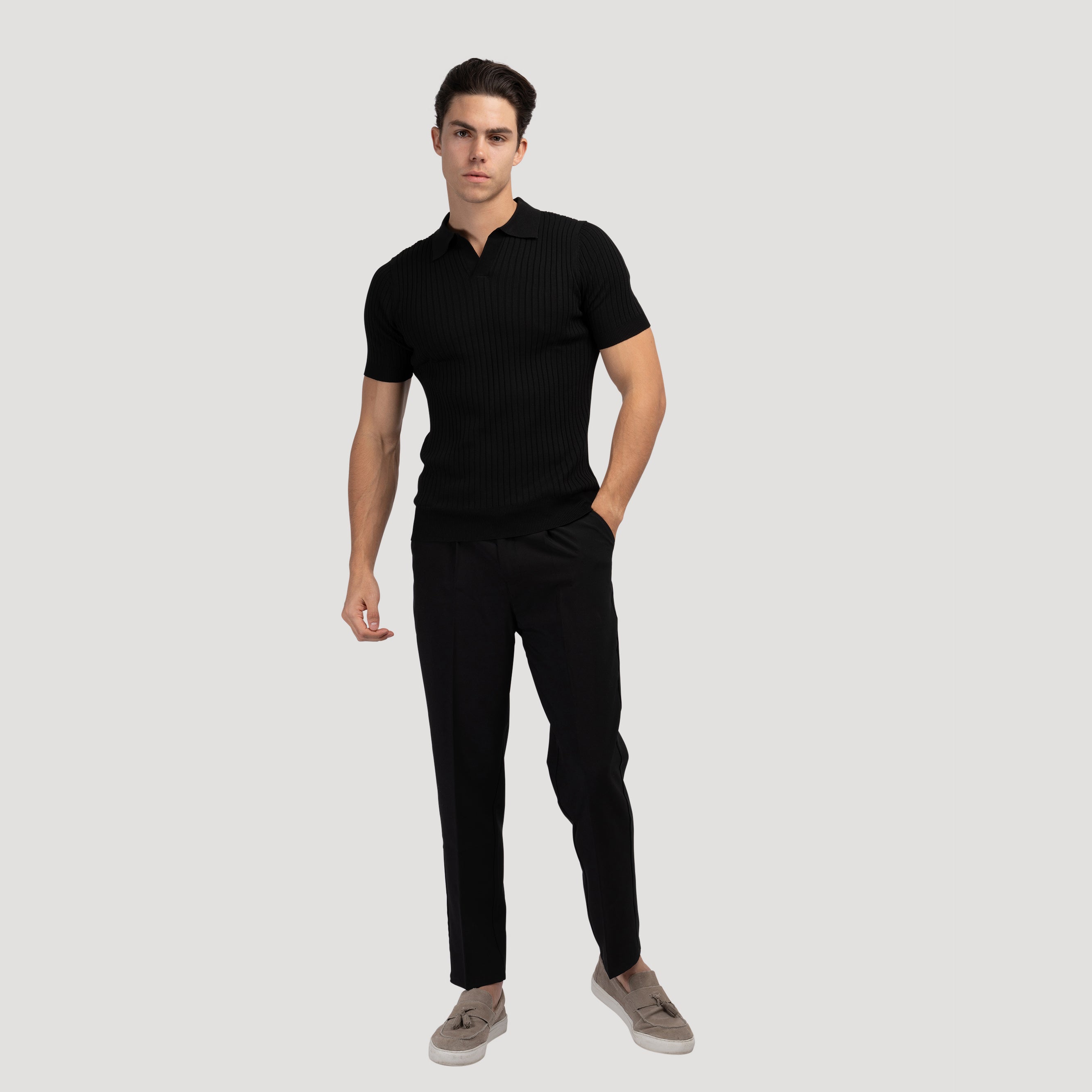 Cămașă Polo Tricotată cu Textură