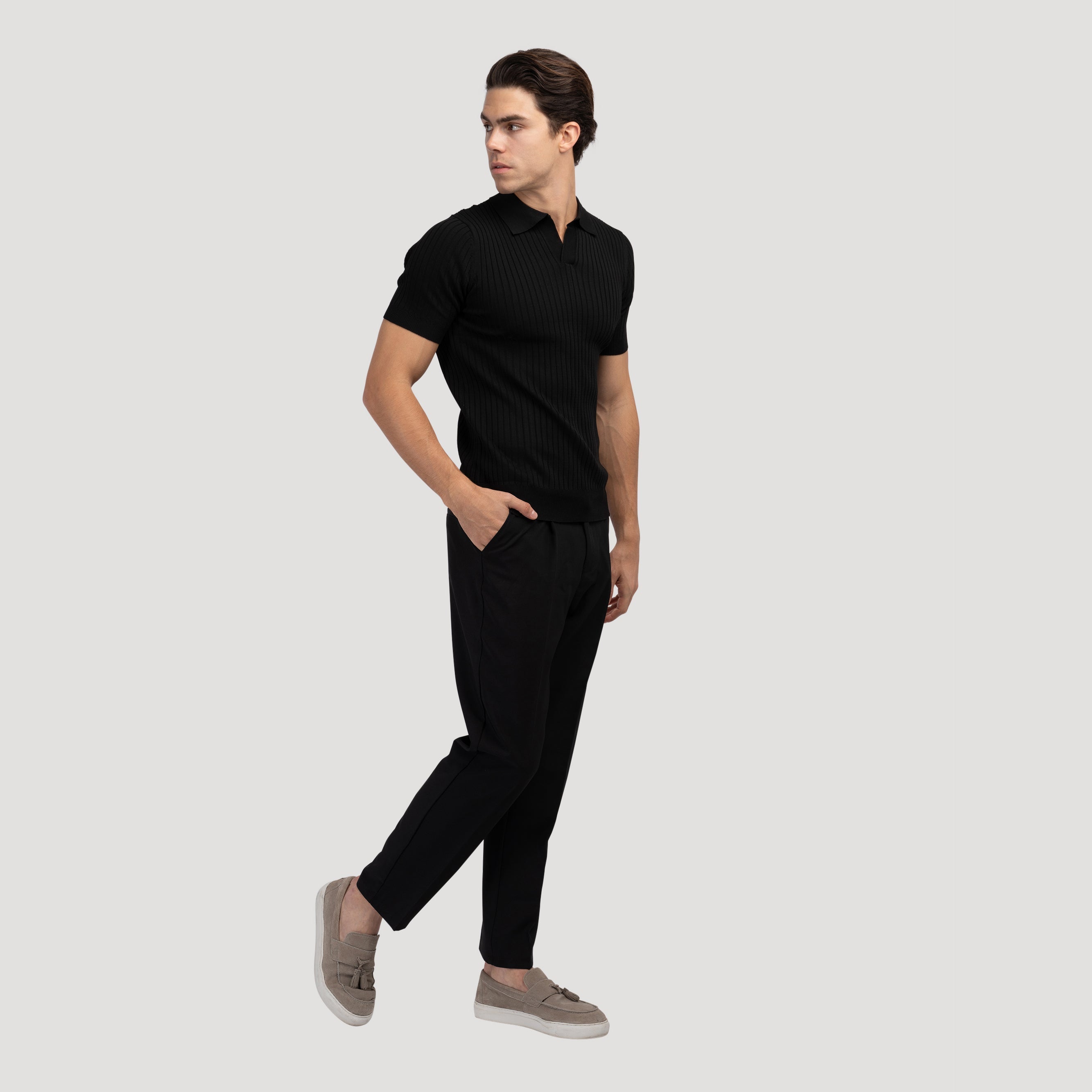 Cămașă Polo Tricotată cu Textură