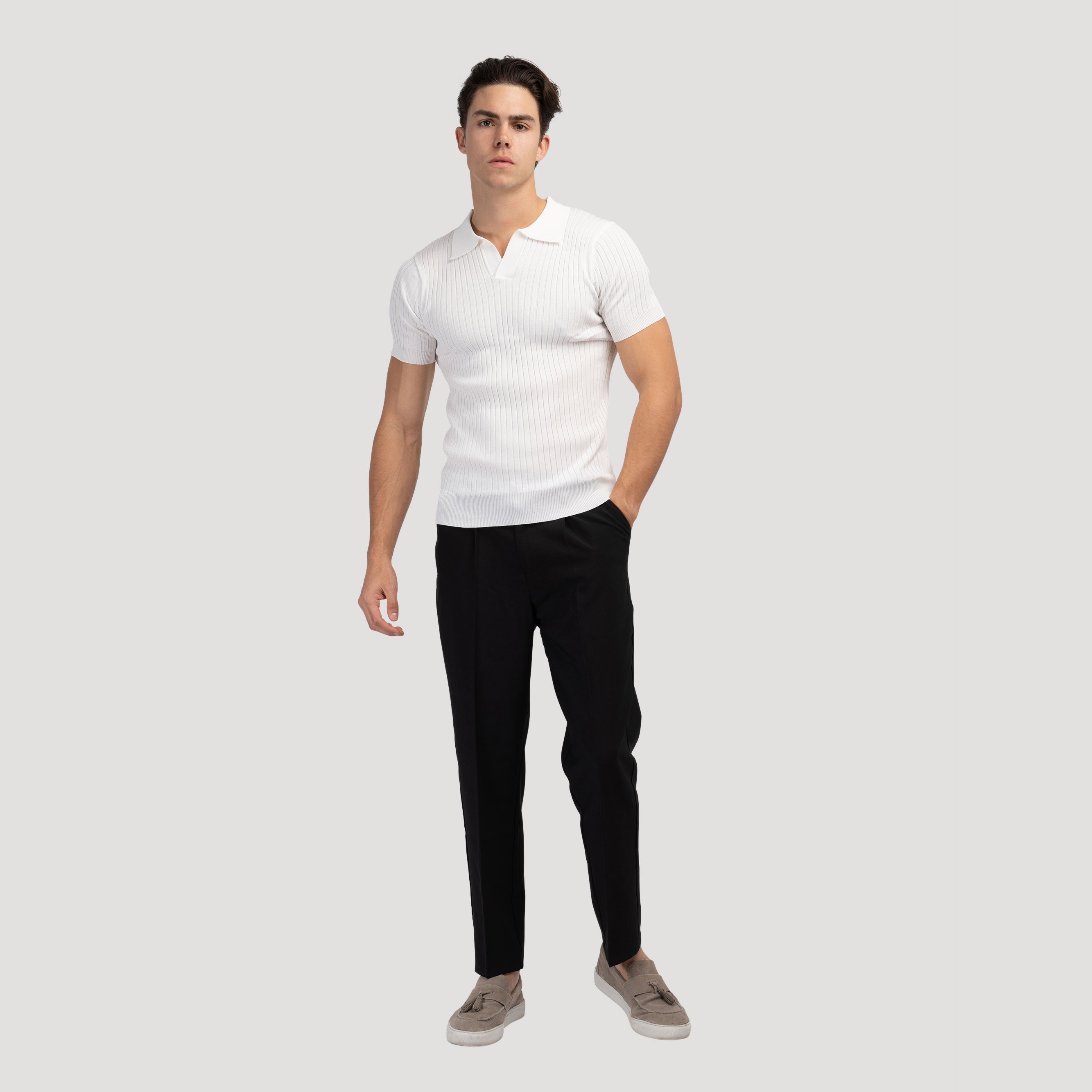 Cămașă Polo Tricotată cu Textură