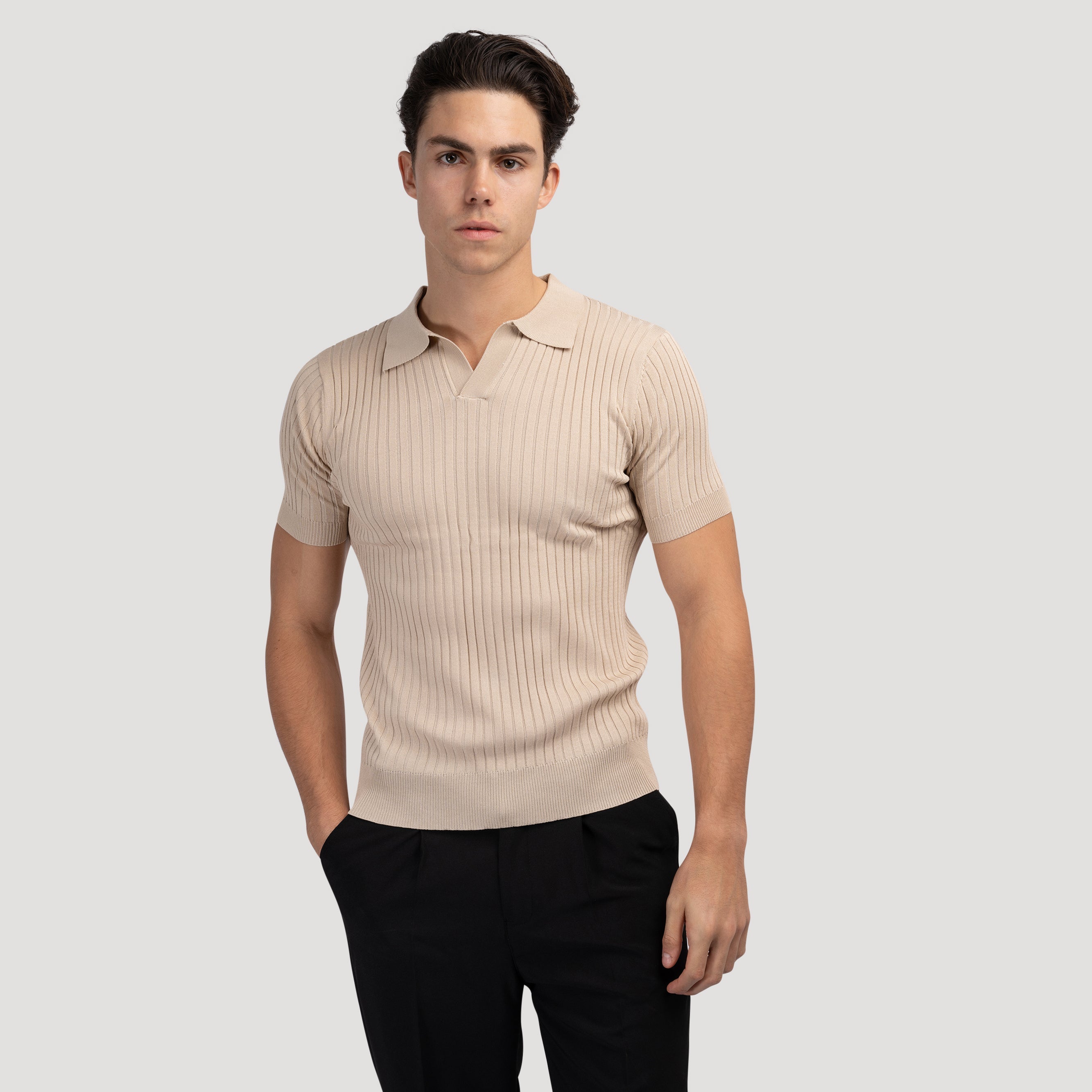 Cămașă Polo Tricotată cu Textură