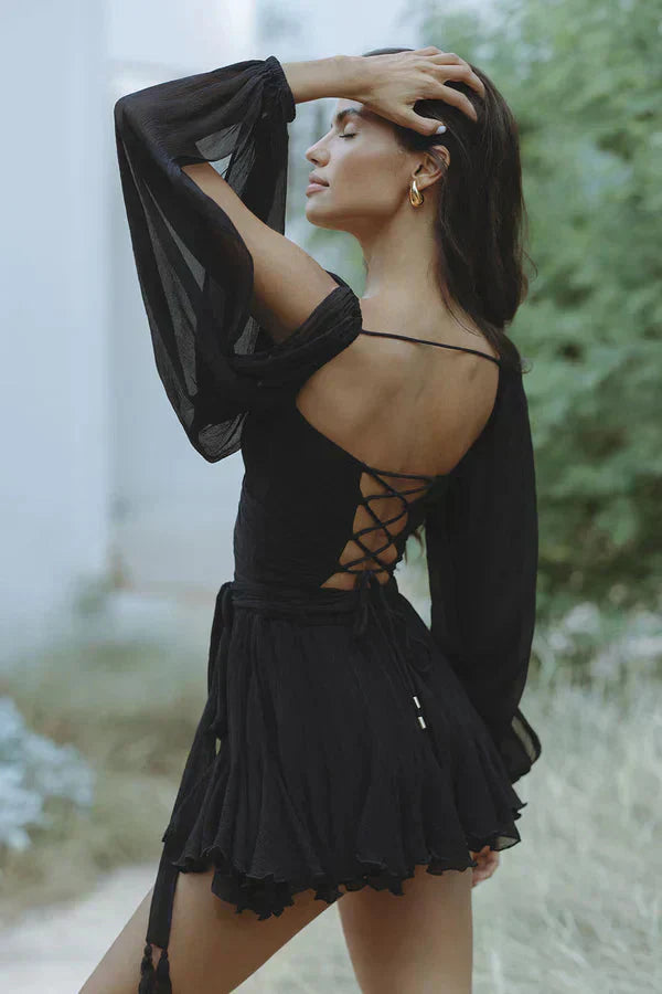 Leana | Rochie mini amuzantă cu mâneci tip balon