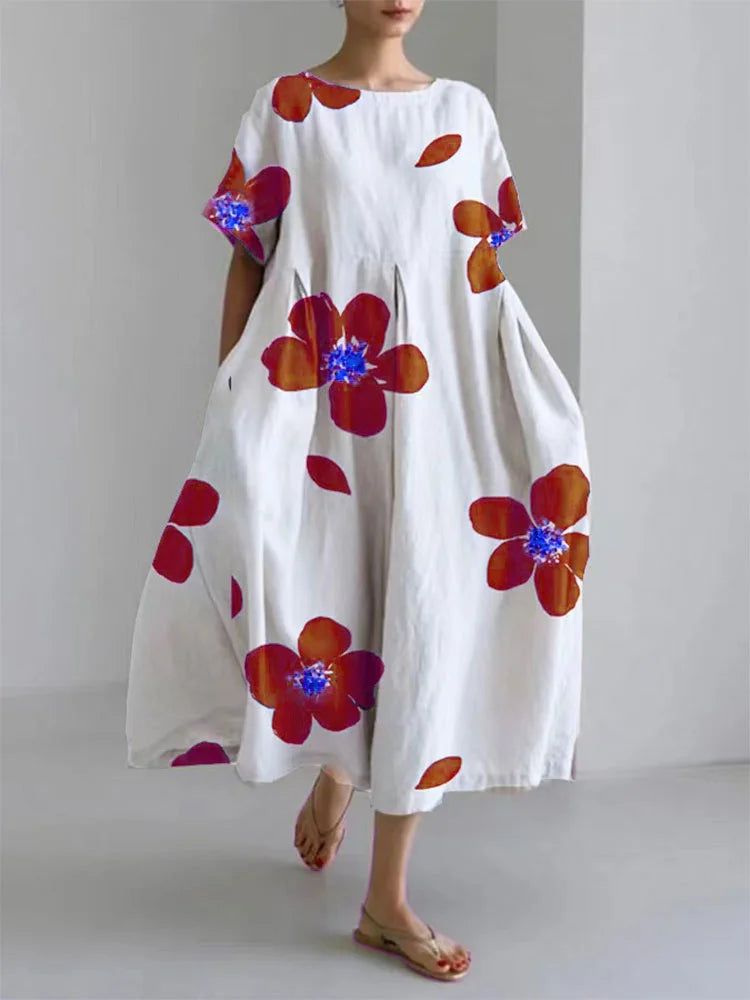 Sylvie | Rochie lungă de vară cu flori vii