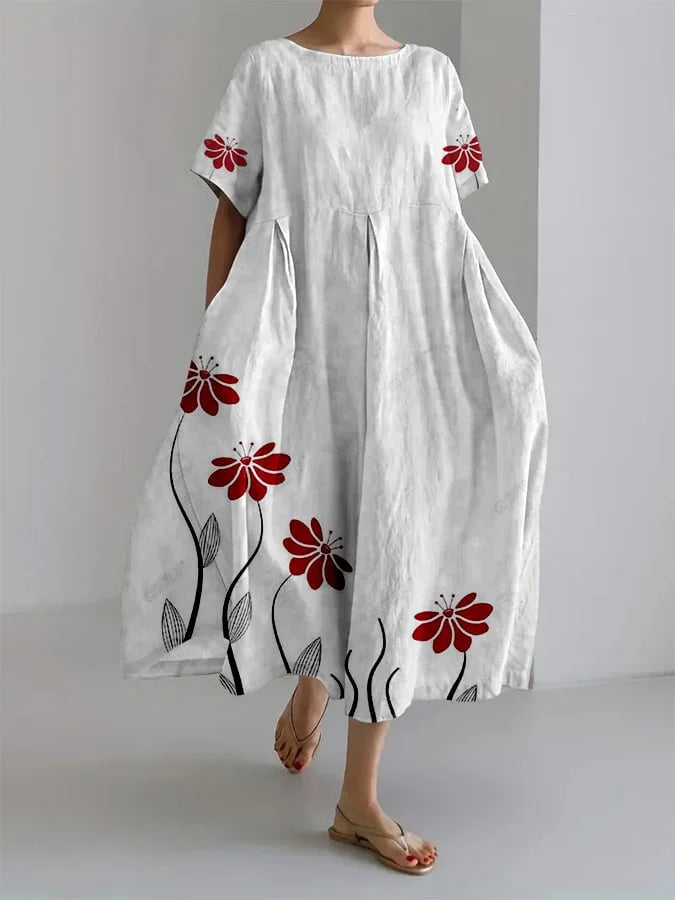 Luna | Rochie Florală Lungă cu Eleganță Naturală