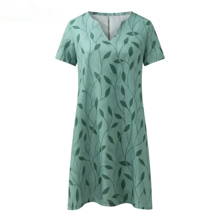 Deniel™ – Rochie A-Line cu Decolteu în V Imprimată