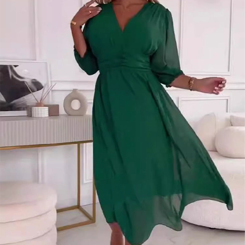 Sunly™ | Rochie Chiffon cu Decolteu în V