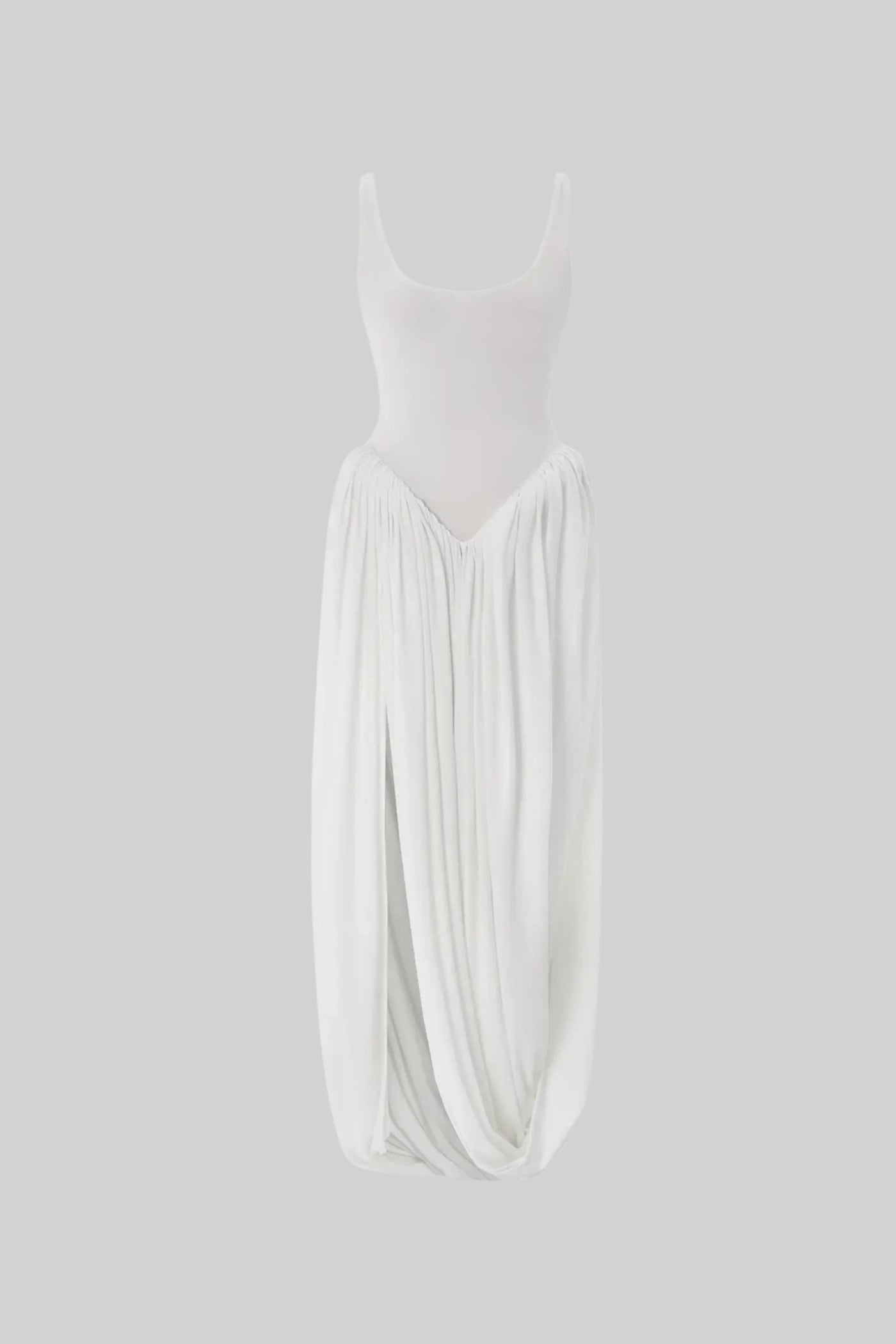 Sunly™ - Rochie Maxi Drapată Cu Fustă Sculpturală Și Fanta Pe Lateral