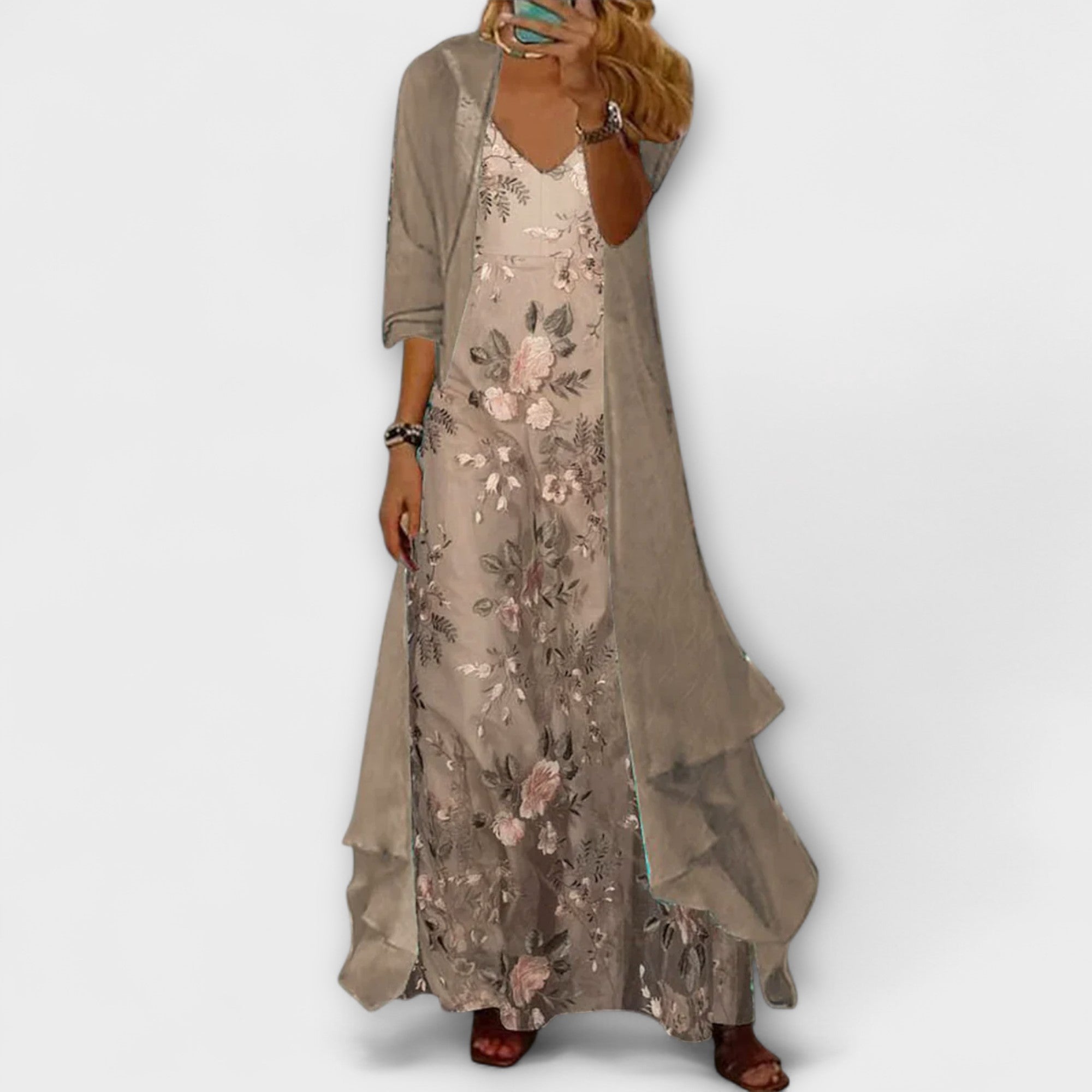 Sunly™ | Rochie Maxi cu Jachetă (Set de 2 Piese)