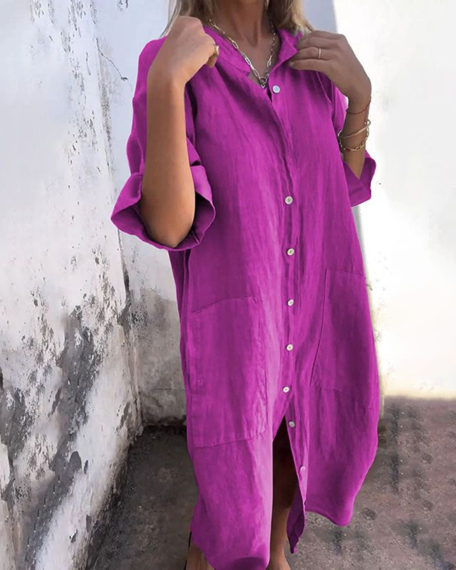 Mellie™ | Rochie cămașă casual, lungime până la gleznă