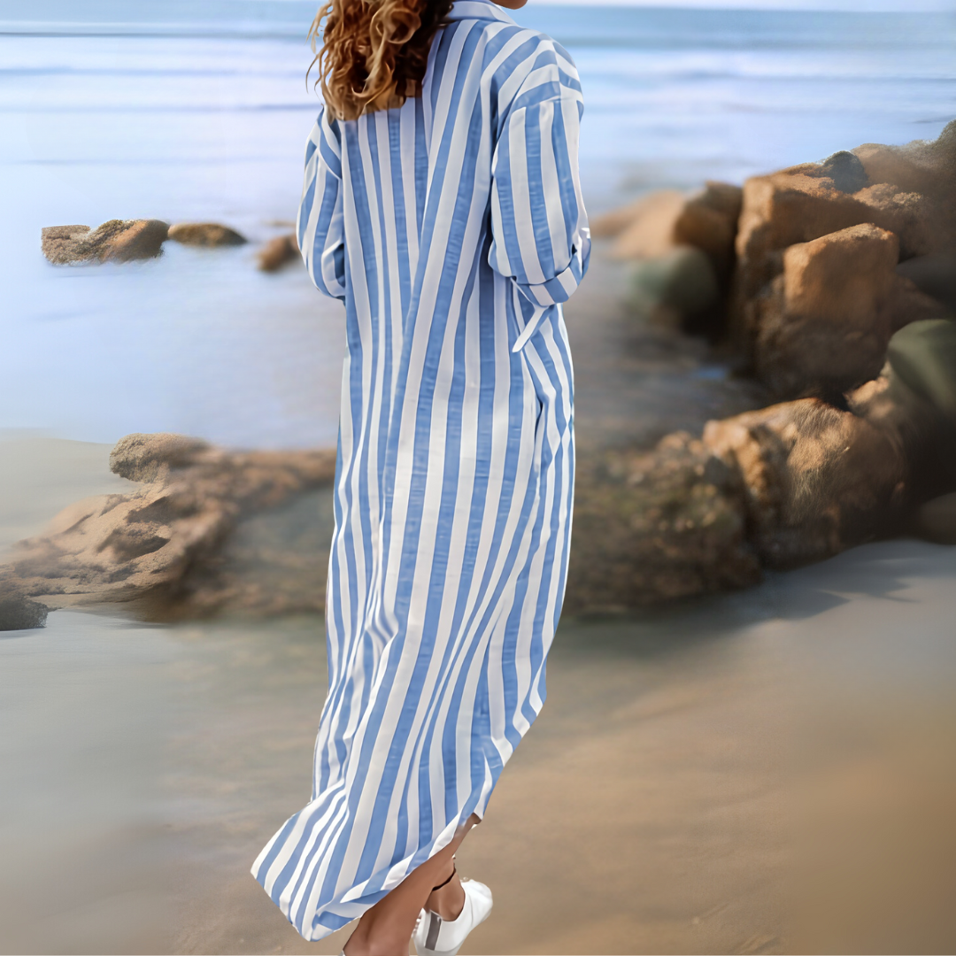 Joyce™ | Rochie elegantă cu dungi și decolteu în V