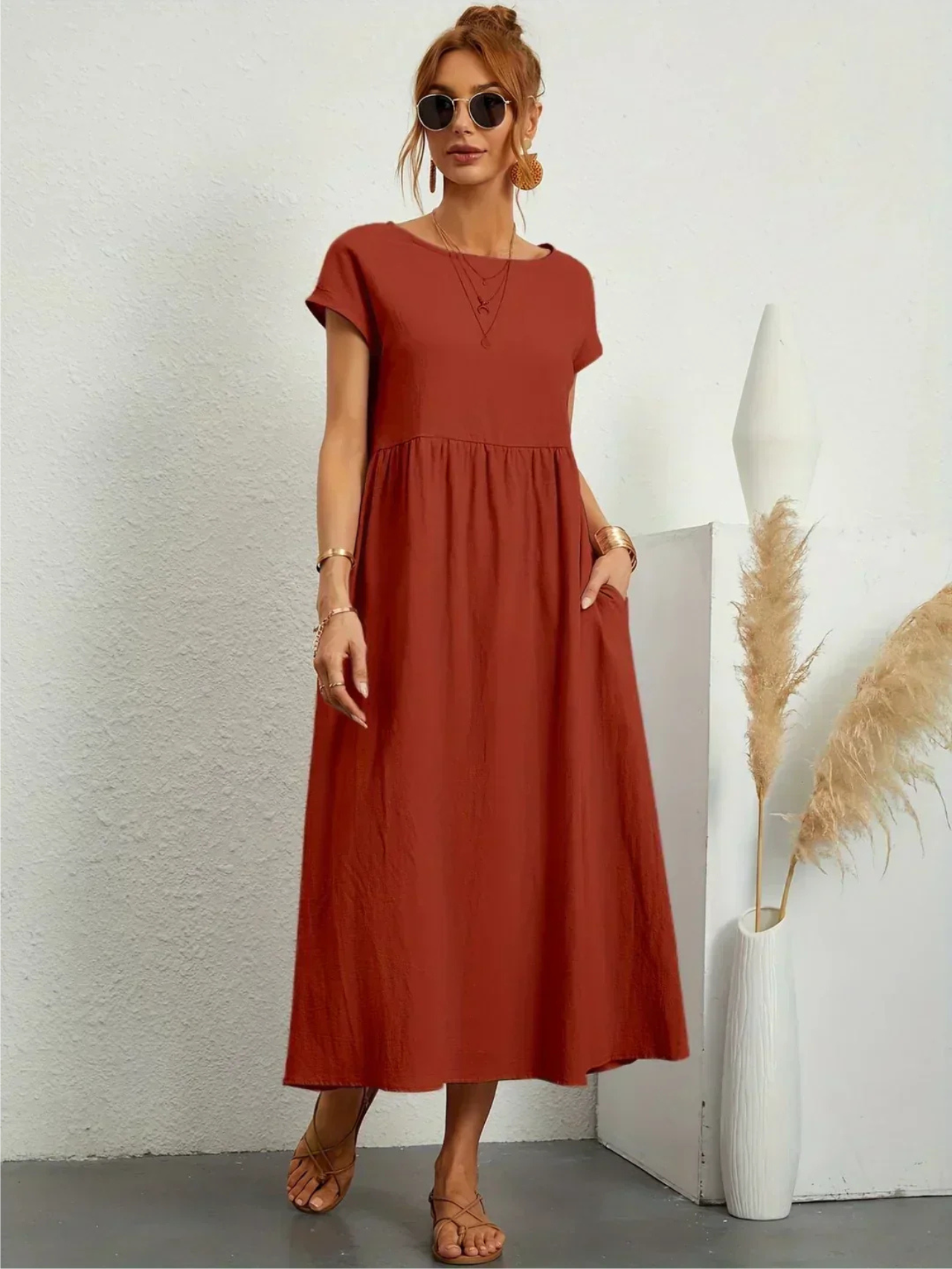 Sunly™ | Rochie elegantă cu guler rotund