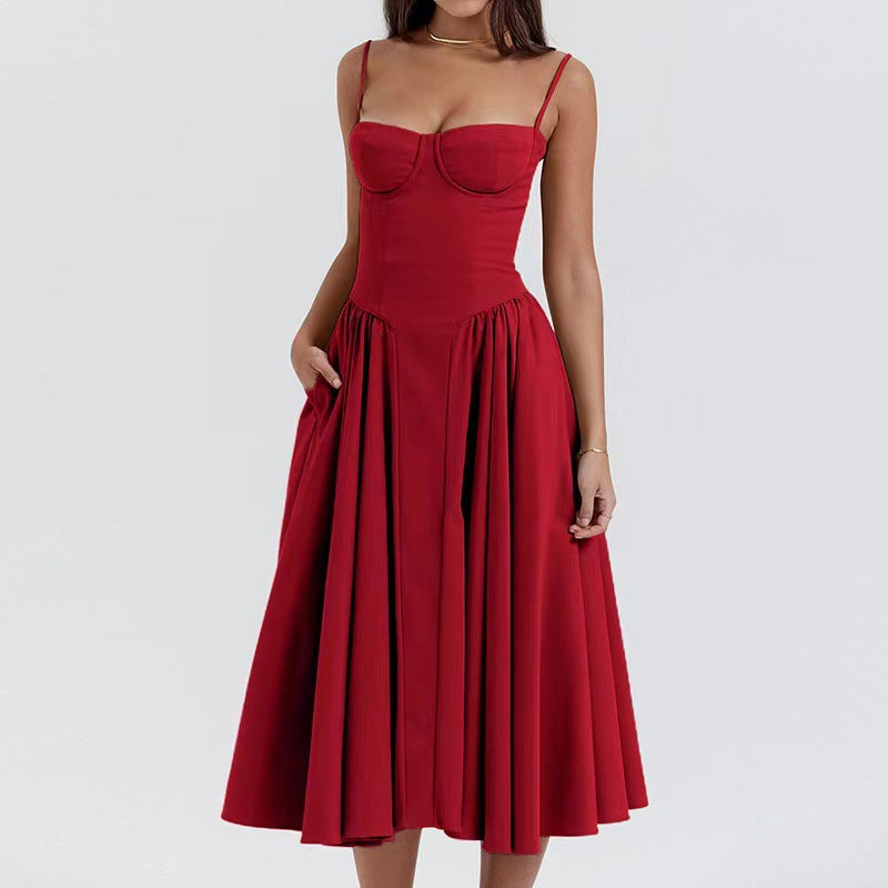 Sunly™ - Rochie Maxi Drapată Cu Fustă Sculpturală Și Fanta Pe Lateral