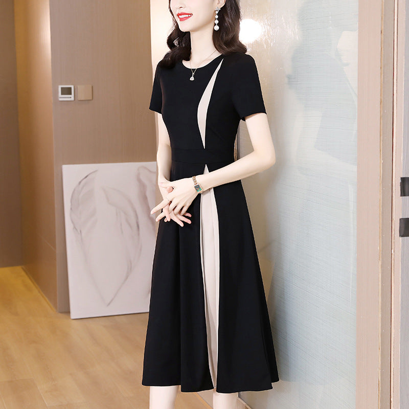 Hanne - Rochie midi alb-negru