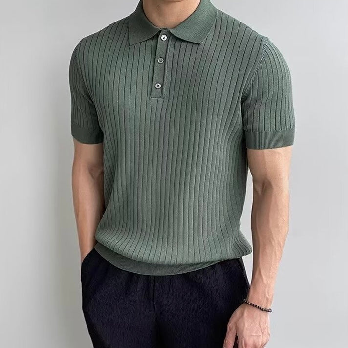 Cămașă Polo Tricotată cu Dungi
