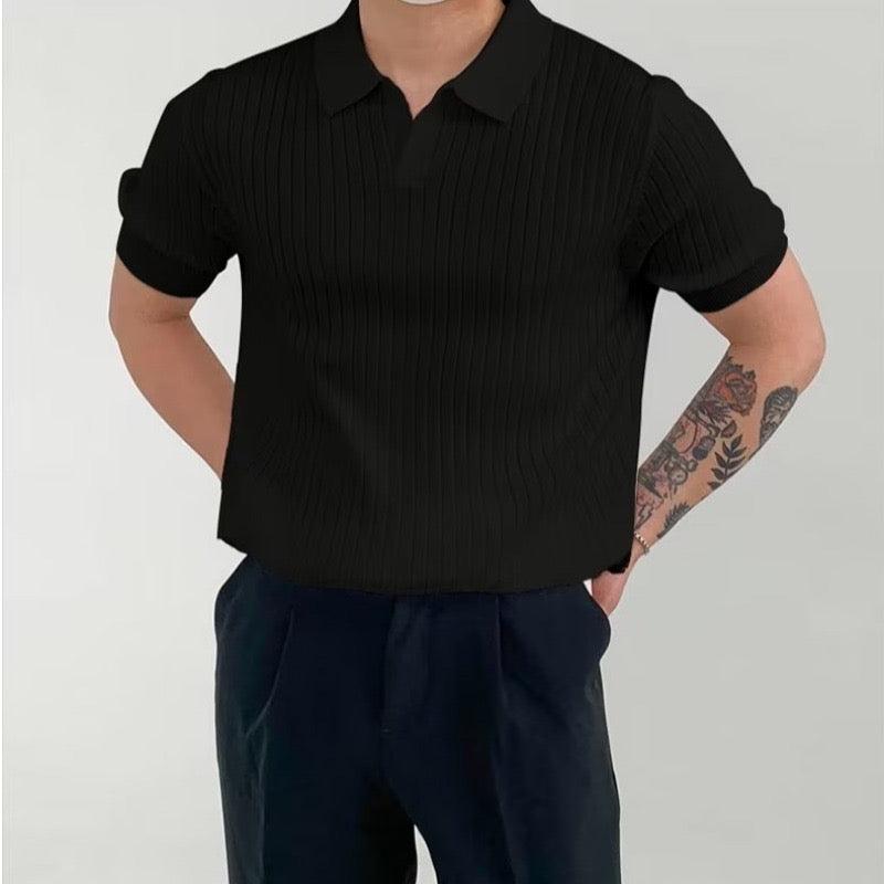 Cămașă Polo Tricotată cu Textură
