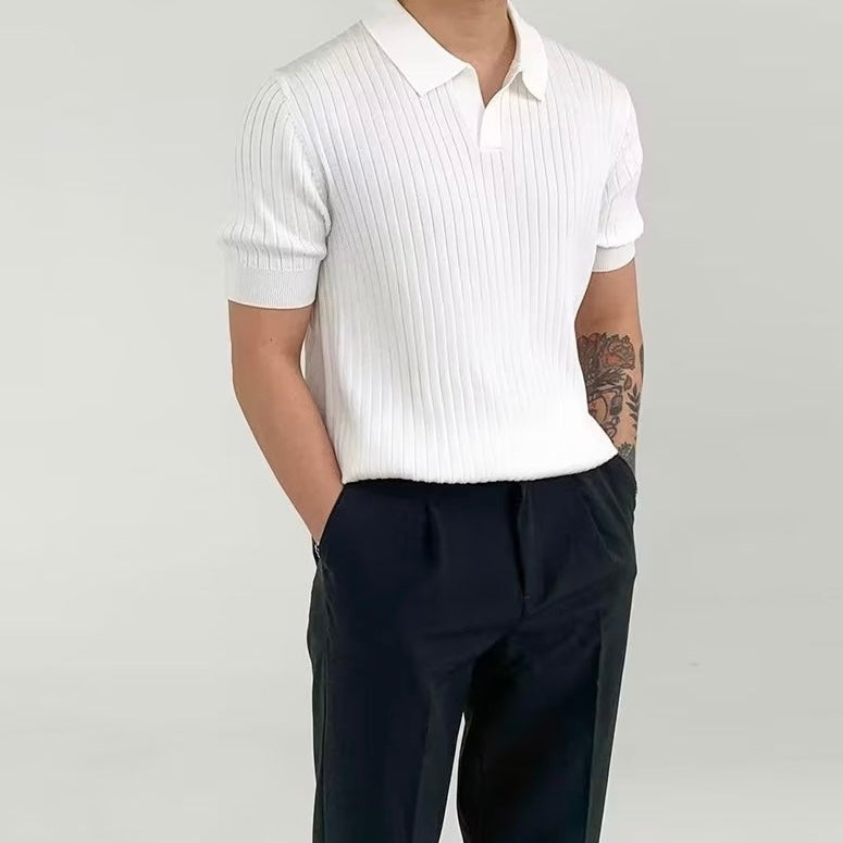 Cămașă Polo Tricotată cu Textură