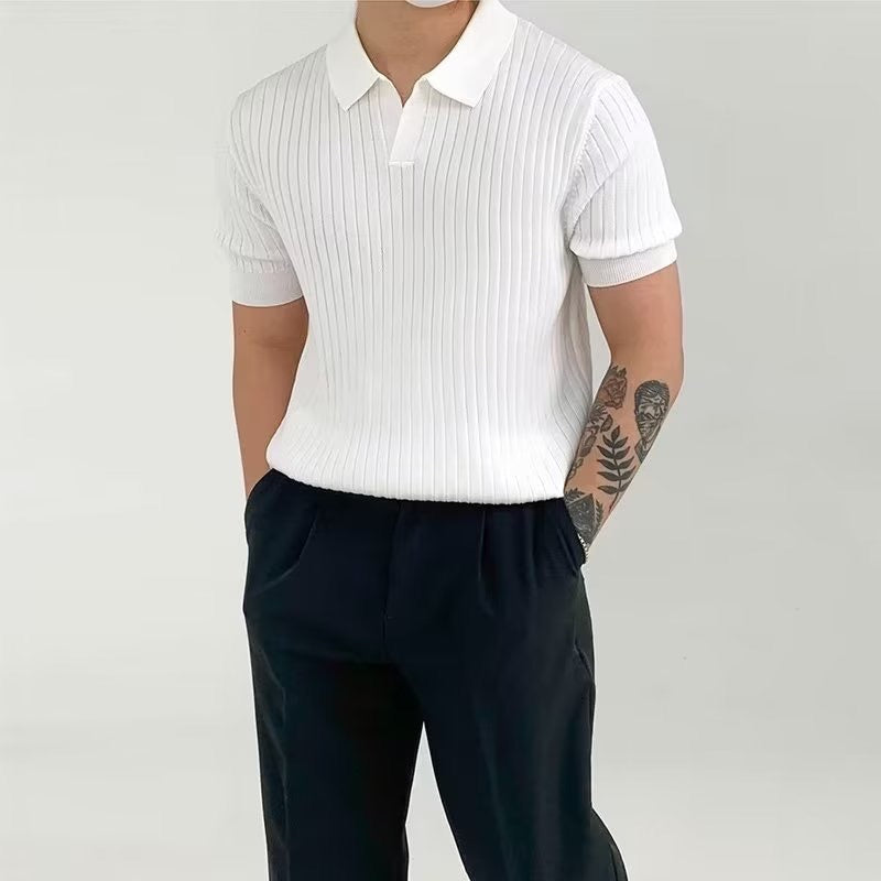 Cămașă Polo Tricotată cu Textură