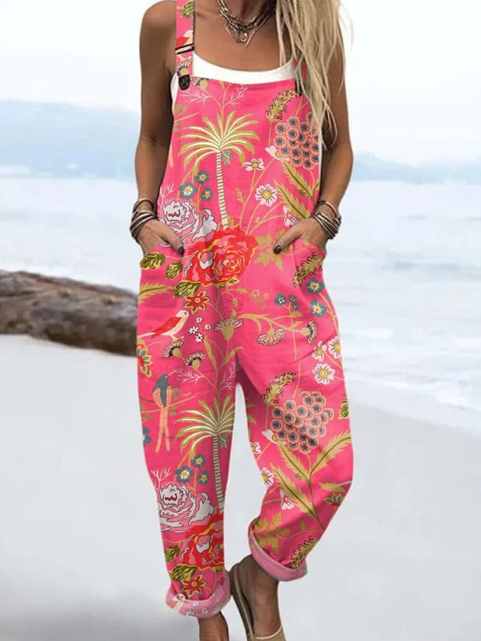 Delilah | Salopetă cu Flori Tropicale