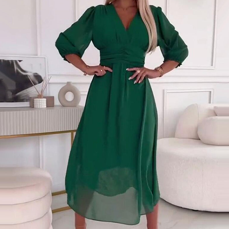 Sunly™ | Rochie Chiffon cu Decolteu în V